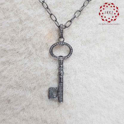 Beautiful Designer Key Pendant, Stylish Key Necklace, Silver Jewelry