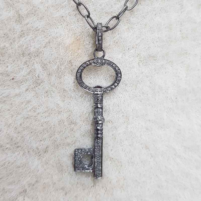 Beautiful Designer Key Pendant, Stylish Key Necklace, Silver Jewelry