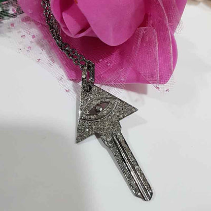 Attractive Key Shape Designer Silver Pendant, Key Necklace, Silver Jewelry