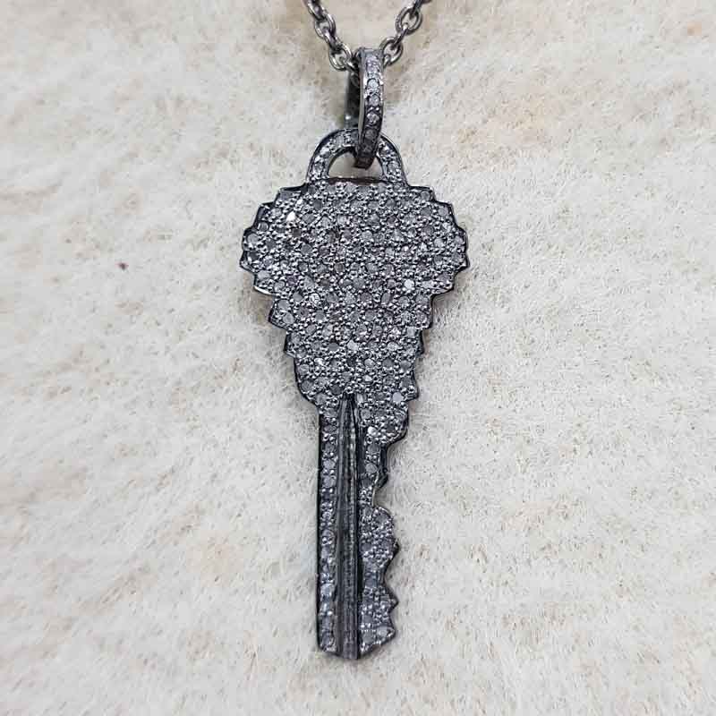 Antique Key Shape Design Silver Pendant, Classic key Necklace, Silver Jewelry