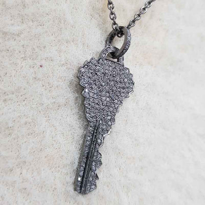 Antique Key Shape Design Silver Pendant, Classic key Necklace, Silver Jewelry