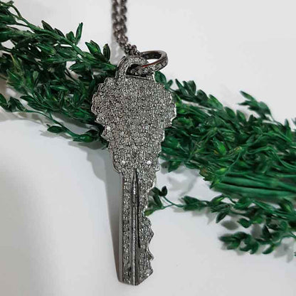 Antique Key Shape Design Silver Pendant, Classic key Necklace, Silver Jewelry