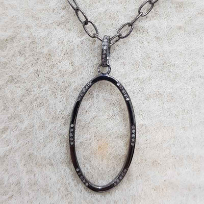 Lovely Oval Designer Pendant With Yellow And Black Rhodium Plate, Oval Shape Fancy Necklace, Gift For Someone