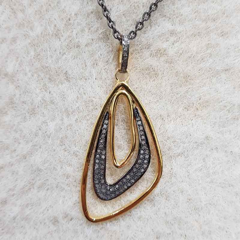 Fancy Designer Pave Diamond Pendant, Shiny Look Fancy Necklace, Gift For Someone