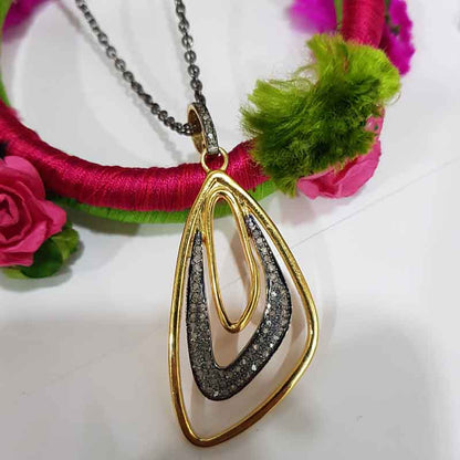 Fancy Designer Pave Diamond Pendant, Shiny Look Fancy Necklace, Gift For Someone