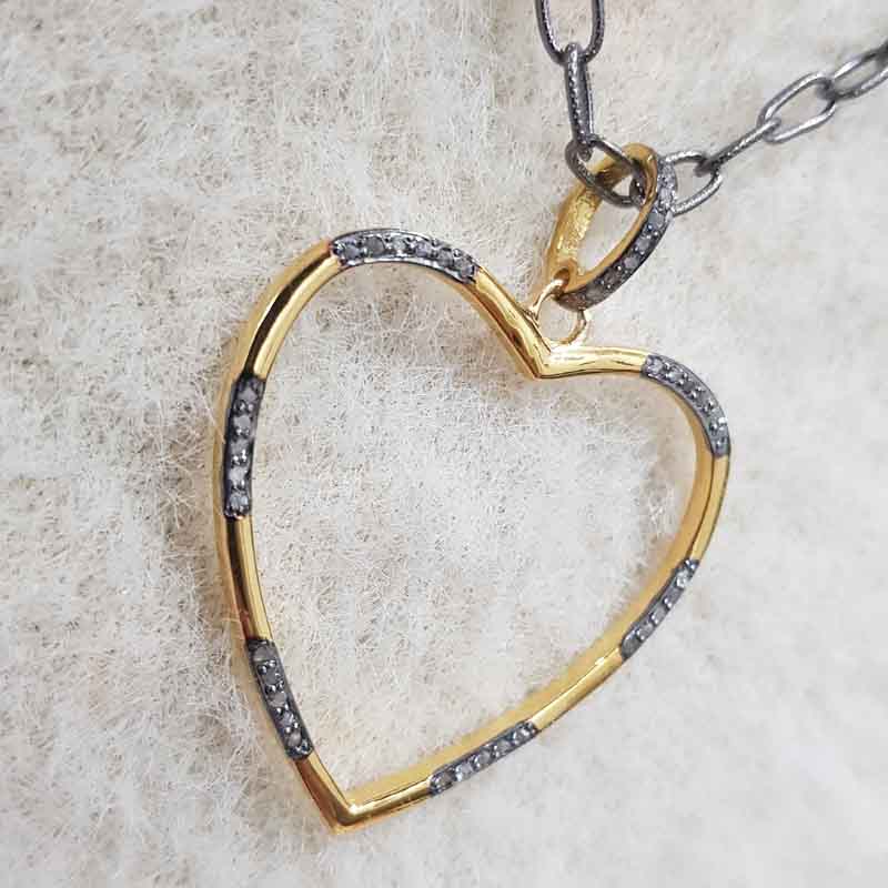 Black And Yellow Charming Heart Pendant, Shiny And Bright Heart Necklace, Gift For Love, Wedding Gift