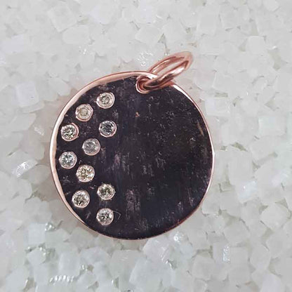 Small Round Rose gold Charm, minimalist Round Rose Gold Disk, Silver Jewelry, Gift For Someone