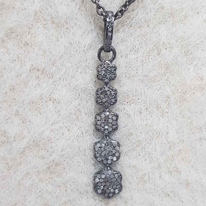 Super Stylish Pave Diamond Fancy Designer Silver Pendant, Flower Fancy Shape Necklace, Silver Jewelry, Gift For Someone