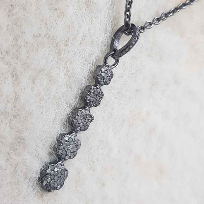 Super Stylish Pave Diamond Fancy Designer Silver Pendant, Flower Fancy Shape Necklace, Silver Jewelry, Gift For Someone