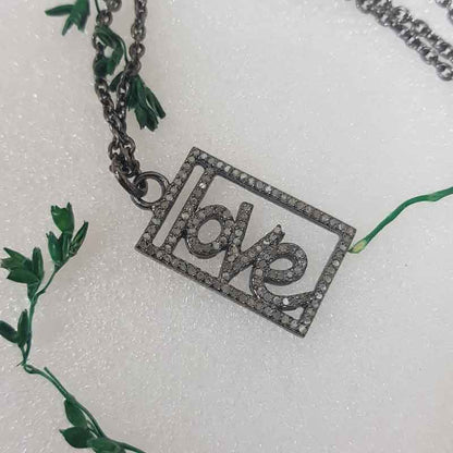 Antique Love Word Shape Handmade Designer Silver Pendant, Wedding Gift, Couple Gift