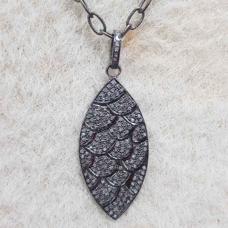 925 Solid Sterling Silver Handmade Designer Fancy Pendant, Fully Diamond Necklace, Silver Jewelry