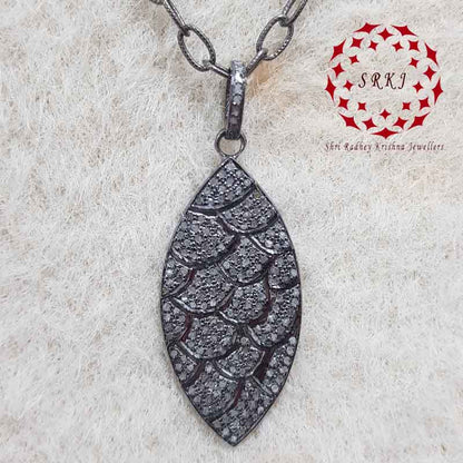 925 Solid Sterling Silver Handmade Designer Fancy Pendant, Fully Diamond Necklace, Silver Jewelry