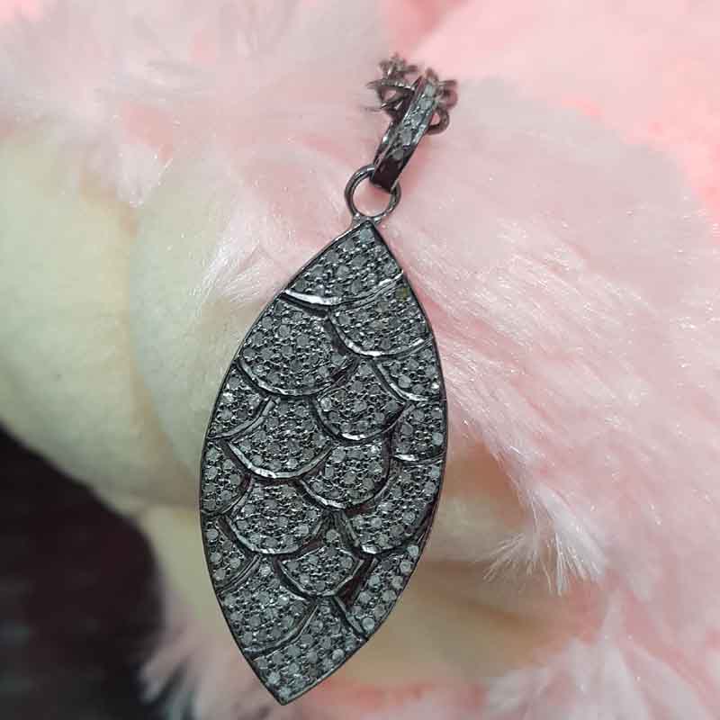 925 Solid Sterling Silver Handmade Designer Fancy Pendant, Fully Diamond Necklace, Silver Jewelry