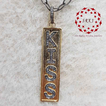 Antique Finish Designer Kiss Tag Pendant, Sweet Kiss Dog Tag Pendant, Silver Jewelry, Valentines Day Gift