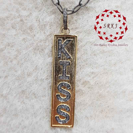 Antique Finish Designer Kiss Tag Pendant, Sweet Kiss Dog Tag Pendant, Silver Jewelry, Valentines Day Gift