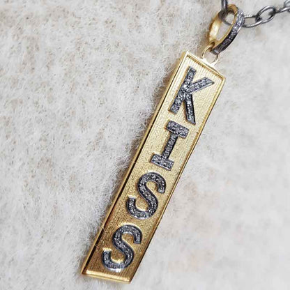 Antique Finish Designer Kiss Tag Pendant, Sweet Kiss Dog Tag Pendant, Silver Jewelry, Valentines Day Gift