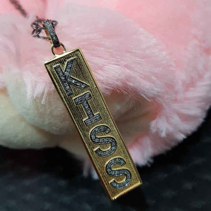 Antique Finish Designer Kiss Tag Pendant, Sweet Kiss Dog Tag Pendant, Silver Jewelry, Valentines Day Gift