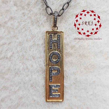 Hope Designer 925 Sterling Silver Pave Diamond Tag Pendant, Enamel And Two Tone Tag Fancy Necklace, Silver Jewelry