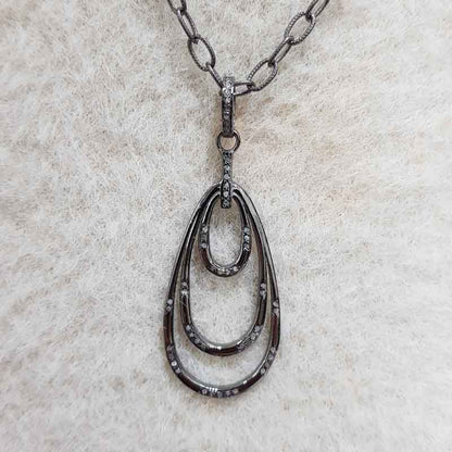 Oval Pendant With Layers Of Pave Diamond, Gift For Mom, Mothers' Day Gift