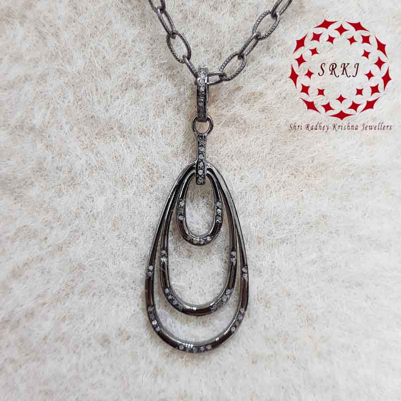 Oval Pendant With Layers Of Pave Diamond, Gift For Mom, Mothers' Day Gift