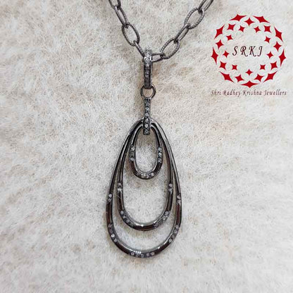 Oval Pendant With Layers Of Pave Diamond, Gift For Mom, Mothers' Day Gift