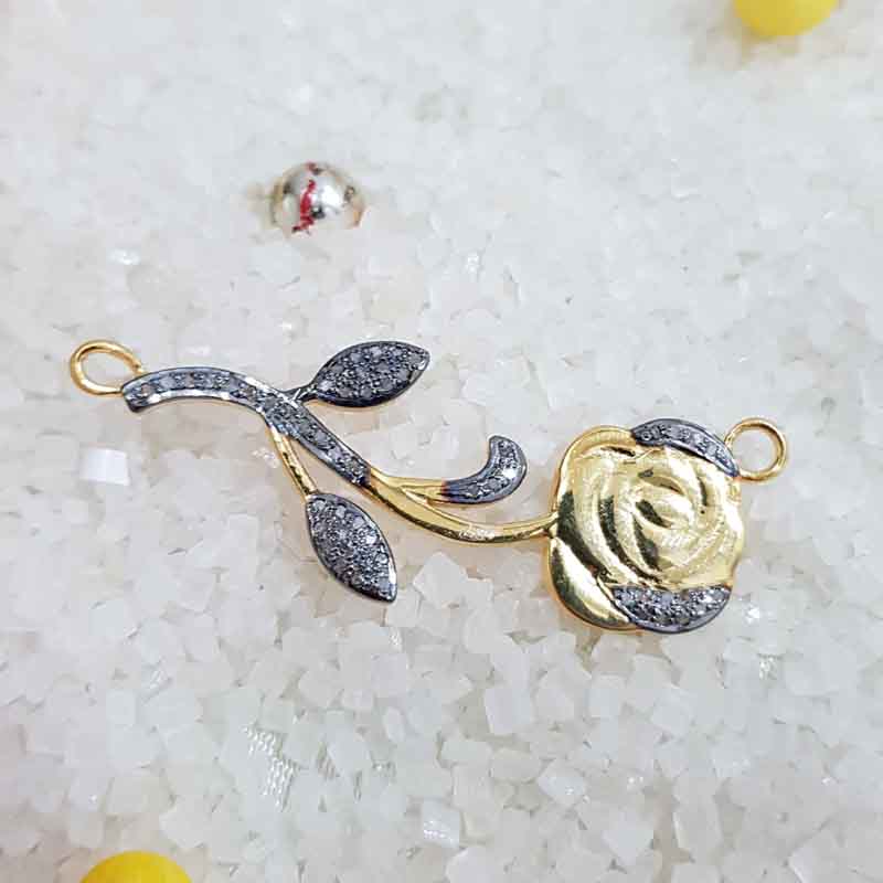 Rose Flower Pave Diamond Pendant, Amazing Rose Flower Necklace, Gift For Sister, Birthday Gift