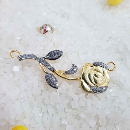 Rose Flower Pave Diamond Pendant, Amazing Rose Flower Necklace, Gift For Sister, Birthday Gift