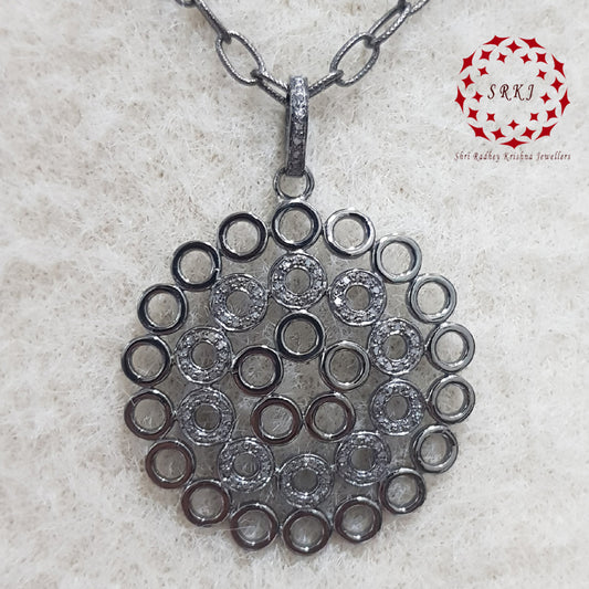 Glamorous Fancy Round Designer pave Diamond Pendant, Infinite Harmony Round Charm Necklace, Gift For Special One