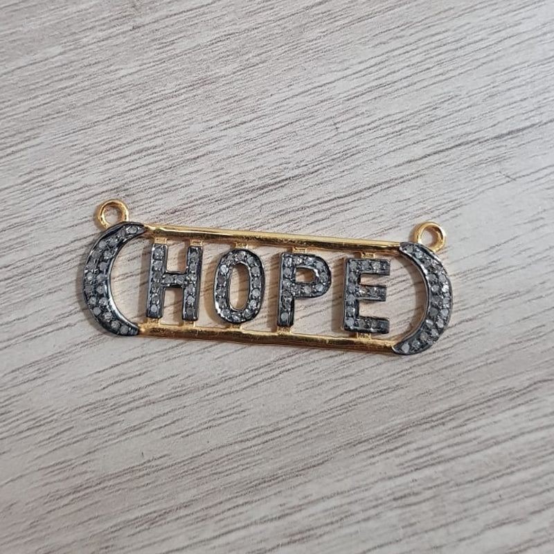 Hope Pendant With Pave Diamond Layers, HOPE Style Necklace, Silver Jewelry