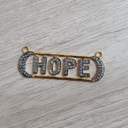 Hope Pendant With Pave Diamond Layers, HOPE Style Necklace, Silver Jewelry