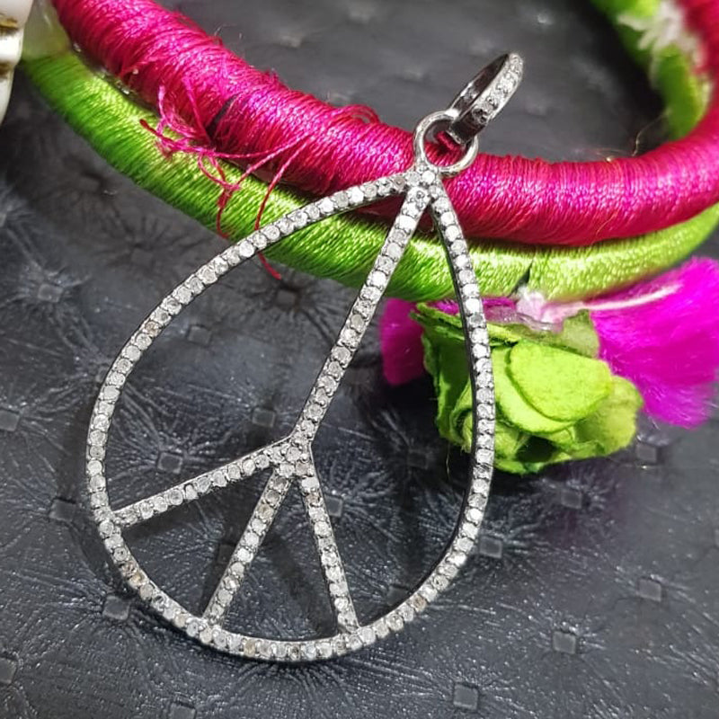 Glorious Diamond Peace Pendant, Peace Shape necklace, Gift For Him