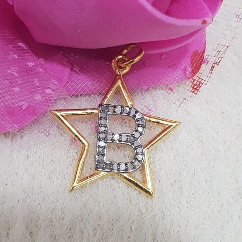 Glorious Diamond Latter Star Charm Pendant, Silver Jewelry, Gift For Anniversary