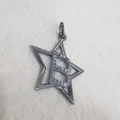 Glorious Diamond Latter Star Charm Pendant, Silver Jewelry, Gift For Anniversary