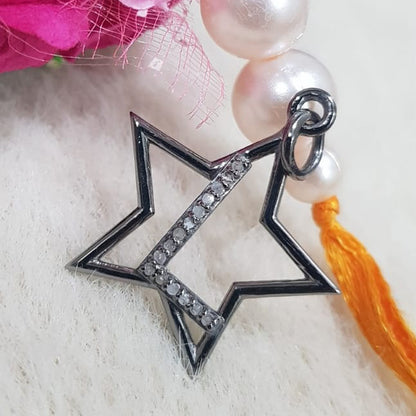 Glorious Diamond Latter Star Charm Pendant, Silver Jewelry, Letter Pendant, Wedding Gift