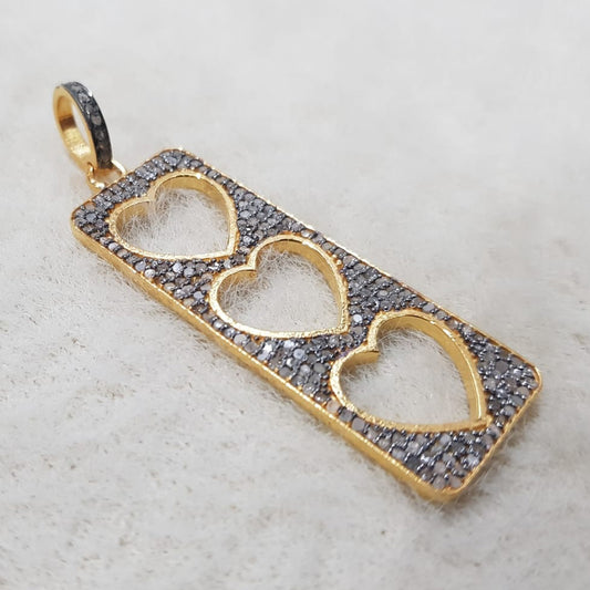 Infinite Love Pendant, Glorious Diamond Tag Pendant With 3 Open Hearts, Silver Jewelry, Gift For Lovers, Anniversary Gift