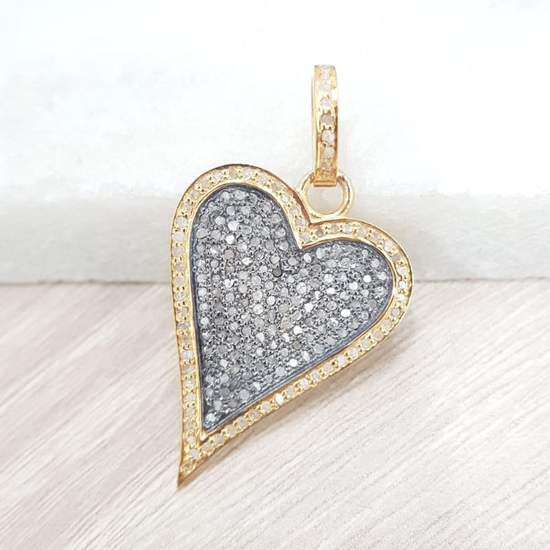 Glamorous Designer Two Tone Heart Pendant, Shiny Heart Necklace, Silver Jewelry, Infinity Love Heart