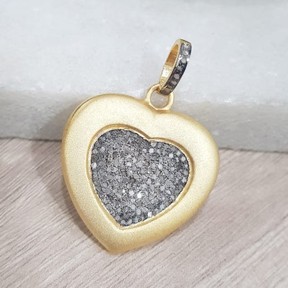 Matte Finish Pave Diamond Designer Beautiful Heart Pendant, Silver Jewelry, Gift For Mom, Mothers Day Gift