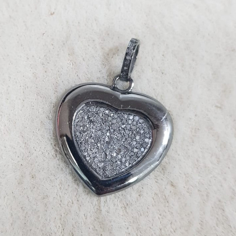 Matte Finish Pave Diamond Designer Beautiful Heart Pendant, Silver Jewelry, Gift For Mom, Mothers Day Gift