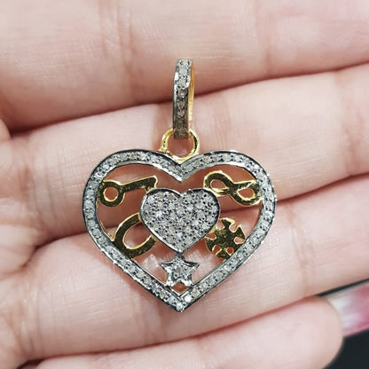 Attractive Pave Diamond Handmade Fancy Designer Heart pendant, Many Heart Necklace, Silver Jewelry