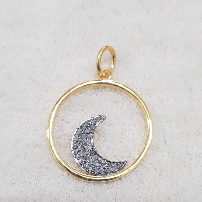 Eternal Moon Pendant, Glamorous Designer Handmade Two Tone Moon Pendant, Gift For Favorite One