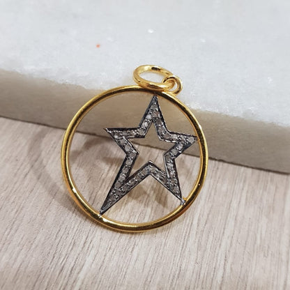 Unique Designer 925 Sterling Silver Handmade Star Pendant With pave Layer, Gift For Lovers, Wedding Gift