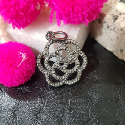 Unique Designer Handmade Fancy Style Pendant With Pave Diamond, A Timeless Flower Pendant