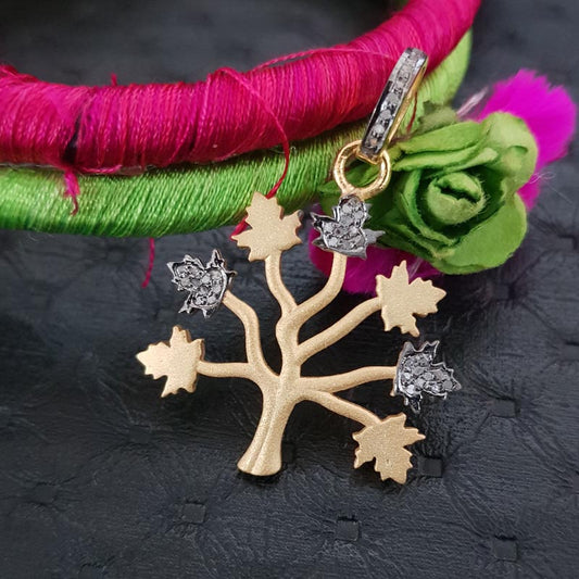 Tree Pendant Design, Glamorous Designer Handmade Beautiful Tree Pendant With Pave Diamond, Silver Jewelry