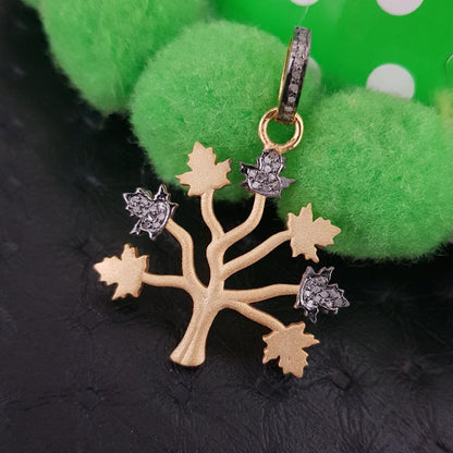 Tree Pendant Design, Glamorous Designer Handmade Beautiful Tree Pendant With Pave Diamond, Silver Jewelry