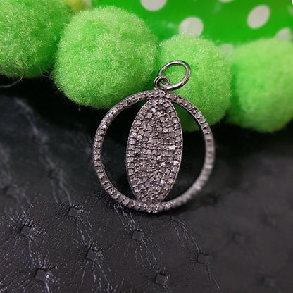 Unique Designer Handmade Round Style Pendant With Pave Diamond, Silver Jewelry