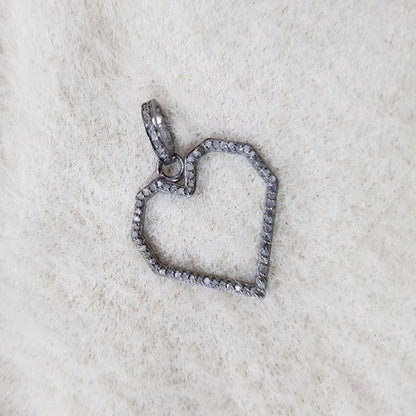 A Shining Open Heart Pendant, Glamorous Designer Handmade Open Heart Pendant With pave Diamond,