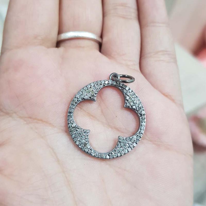 Glamorous Designer Handmade Beautiful Round Pendant With Pave Diamond, Fancy Pendant, Silver Jewelry