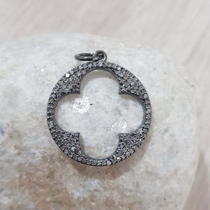 Glamorous Designer Handmade Beautiful Round Pendant With Pave Diamond, Fancy Pendant, Silver Jewelry