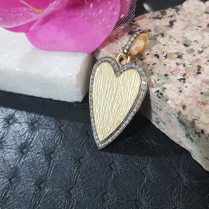 A Dainty Pendant, Beautiful Designed Heart Pendant With Pave Diamond, Silver Jewelry