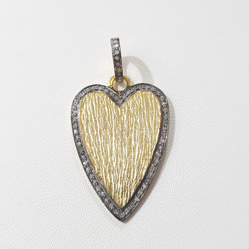 A Dainty Pendant, Beautiful Designed Heart Pendant With Pave Diamond, Silver Jewelry